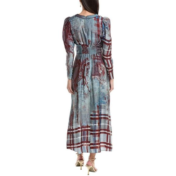 Marchesa Notte Womens Marchesa Rosa Twill Midi Dress, Blue - Picture 2 of 3